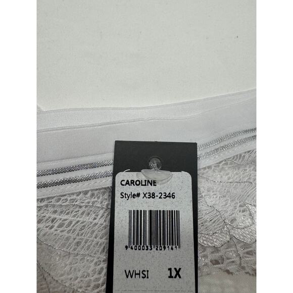 NEW Frederick's of Hollywood Caroline Lace Cheeky Panty Size 1X White Silver NWT - Picture 6 of 8